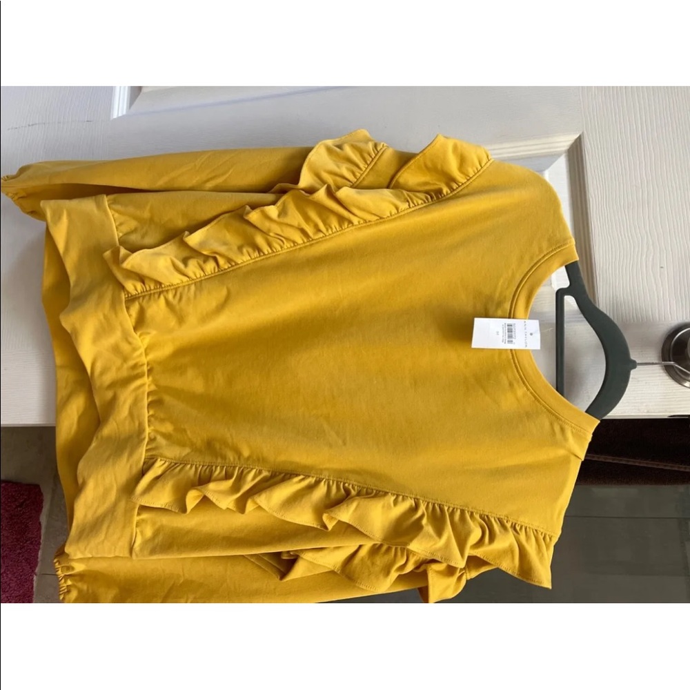 Ann Taylor gold ruffle sweater. Size medium new with tags